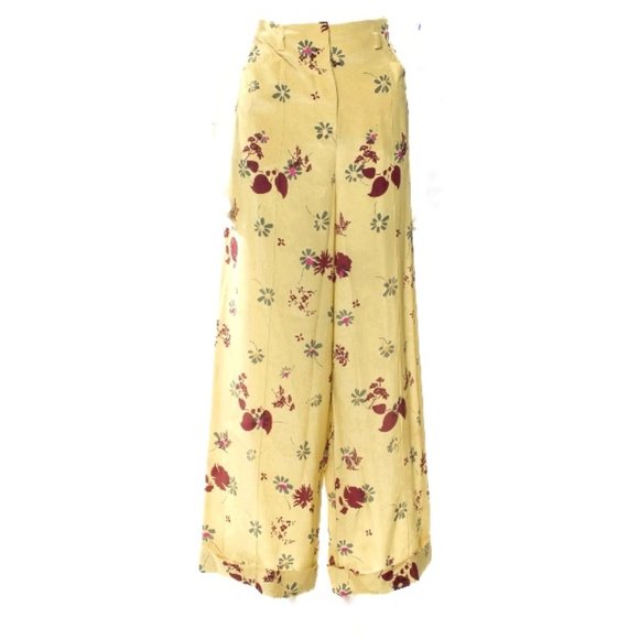 Valentino Floral Print Silk Wide Leg Pants New with Tags IT 44  US 8 NWT - Picture 2 of 15